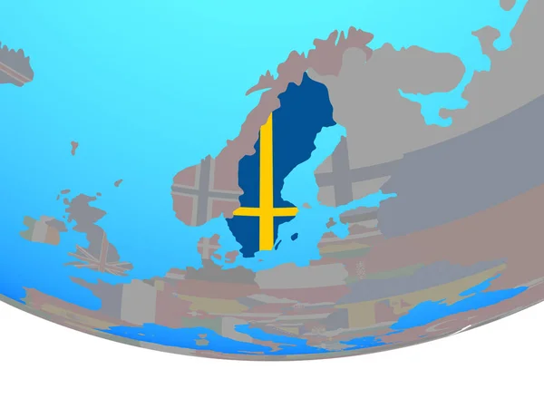 単純な政治的世界の国旗とスウェーデン イラストレーション — ストック写真