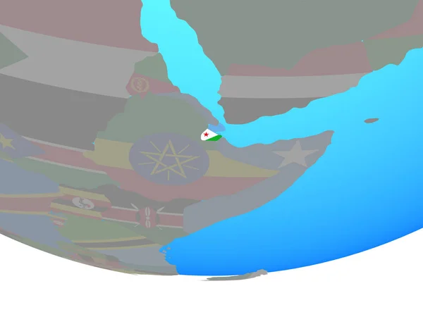 Djibouti Med Flagga Enkla Politiska Jordglob Illustration — Stockfoto