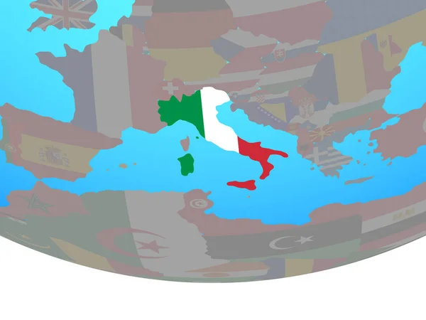 Italia Con Bandiera Nazionale Semplice Globo Politico Illustrazione — Foto Stock