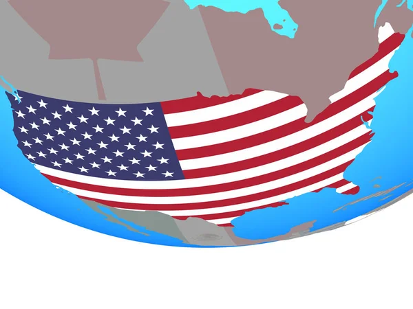 Estados Unidos Con Bandera Nacional Simple Globo Político Ilustración — Foto de Stock