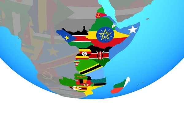 East Africa National Flags Simple Political Globe Illustration — Stock Photo, Image