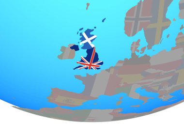 İskoçya Ulusal bayrağını basit siyasi dünya ile. 3D çizim.