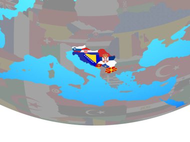 Basit siyasi dünya Ulusal bayrakları ile eski Yugoslavya. 3D çizim.