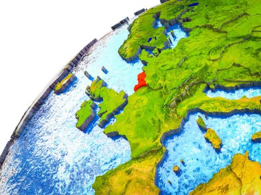 3d dünya modeli görünür ülke sınırları ile Hollanda. 3D çizim.