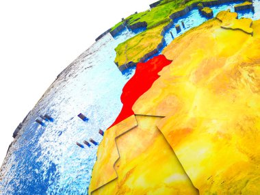 3d dünya modeli görünür ülke sınırları ile Fas. 3D çizim.