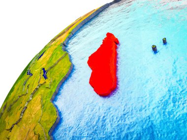 3d dünya modeli görünür ülke sınırları ile Madagaskar. 3D çizim.
