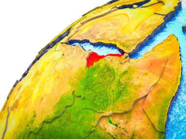 Eritre görünür ülke sınırları ile 3d dünya modeli. 3D çizim.