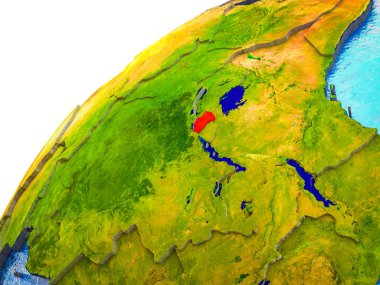 3d dünya modeli görünür ülke sınırları ile Ruanda. 3D çizim.