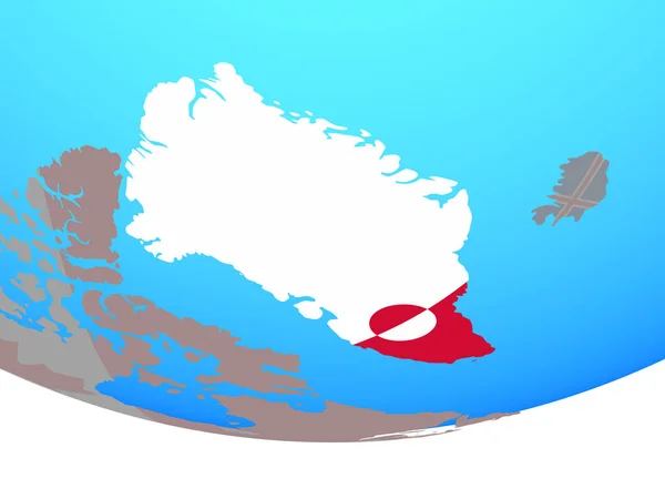 Groenlândia Com Bandeira Nacional Simples Globo Político Ilustração — Fotografia de Stock