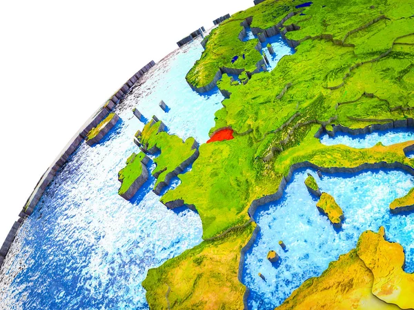 比利时3D 地球模型与可见的国家边界 — 图库照片