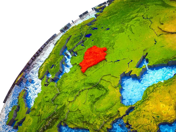 白俄罗斯在3D 地球模型与可看见的国家边界 — 图库照片