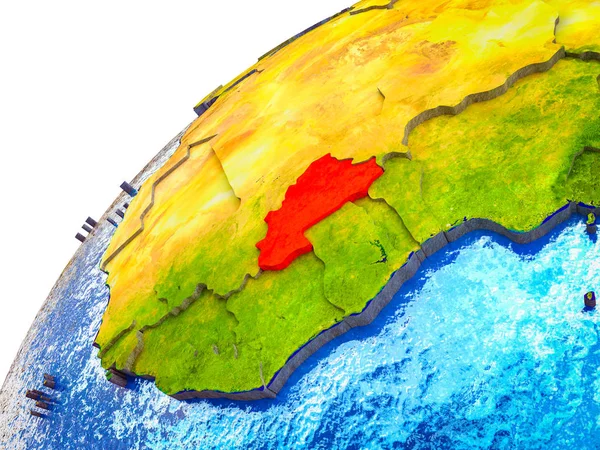 Burkina Faso Modelo Earth Com Fronteiras País Visíveis Ilustração — Fotografia de Stock