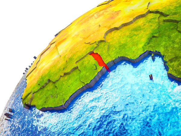 Togo Modelu Ziemi Granic Kraju Widoczne Ilustracja — Zdjęcie stockowe