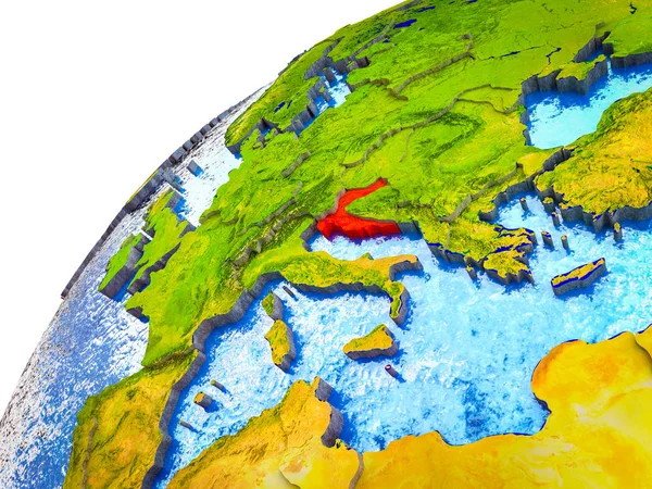 Хорватія Моделі Землі Видимими Кордони Ілюстрація — стокове фото