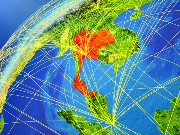 Tajlandia Modelu Planety Ziemia Międzynarodowych Sieci Koncepcja Komunikacji Cyfrowej Technologii — Zdjęcie stockowe