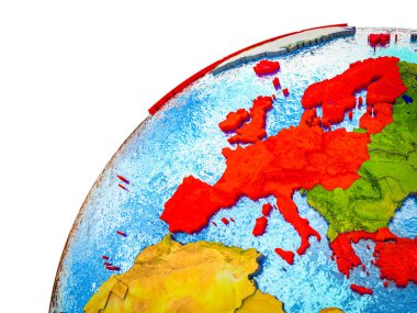 3d dünya modeli görünür ülke sınırları ile OECD Avrupa ülkeleri. 3D çizim.