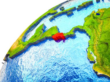 Kosta Rika görünür ülke sınırları ile 3d dünya modeli. 3D çizim.