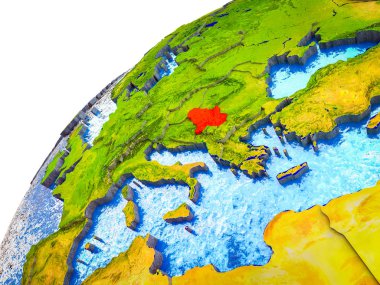 3d dünya modeli görünür ülke sınırları ile Sırbistan. 3D çizim.