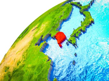 3d dünya modeli görünür ülke sınırları ile Güney Kore. 3D çizim.
