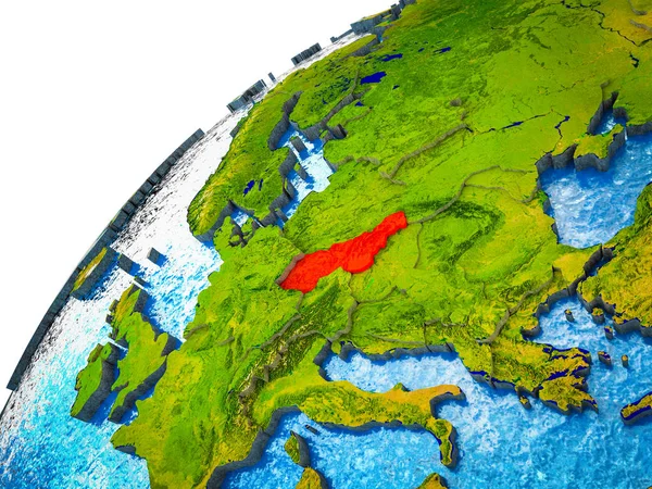 前捷克斯洛伐克在3D 地球模型与可看见的国家边界 — 图库照片