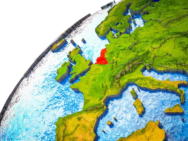 比荷卢联盟在3D 地球模型与可见的国家边界 — 图库照片
