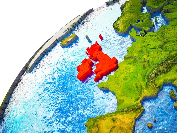 Isole Britanniche Sul Modello Terra Con Confini Nazionali Visibili Illustrazione — Foto Stock