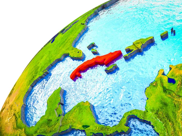 Cuba Modelo Earth Com Fronteiras Países Visíveis Ilustração — Fotografia de Stock