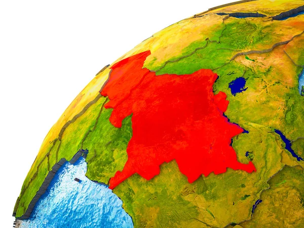 Dünya Modeli Görünür Ülke Sınırları Ile Orta Afrika Çizim — Stok fotoğraf