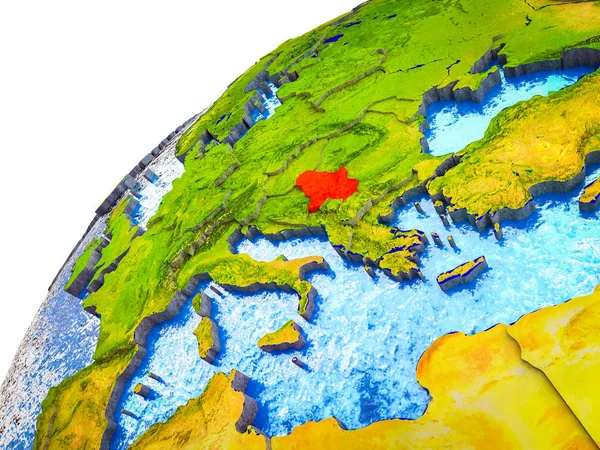 3d dünya modeli görünür ülke sınırları ile Sırbistan. 3D çizim.