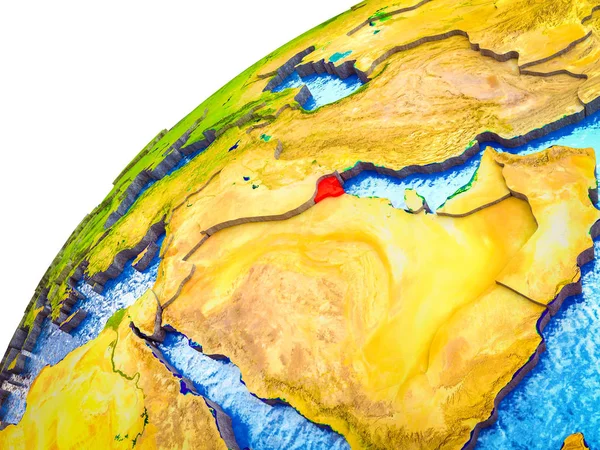 科威特在3D 地球模型与可看见的国家边界 — 图库照片