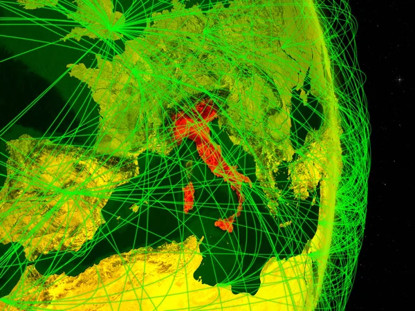 Італія Цифровий Планеті Земля Мережею Концепція Підключення Відрядних Язку Ілюстрації — стокове фото