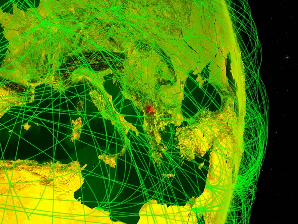 Косово Цифровий Планеті Земля Мережею Концепція Підключення Відрядних Язку Ілюстрації — стокове фото