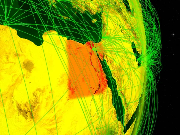 Egipto Planeta Digital Tierra Con Red Concepto Conectividad Viajes Comunicación —  Fotos de Stock
