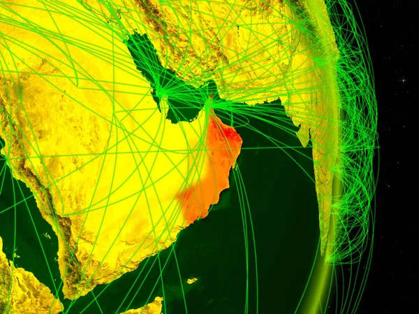 阿曼在数字地球与网络 旅行和通信的概念 美国宇航局提供的这张图片的元素 — 图库照片