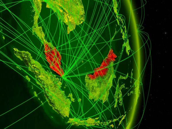 Malaisie Sur Planète Numérique Terre Avec Réseau Concept Connectivité Voyage — Photo