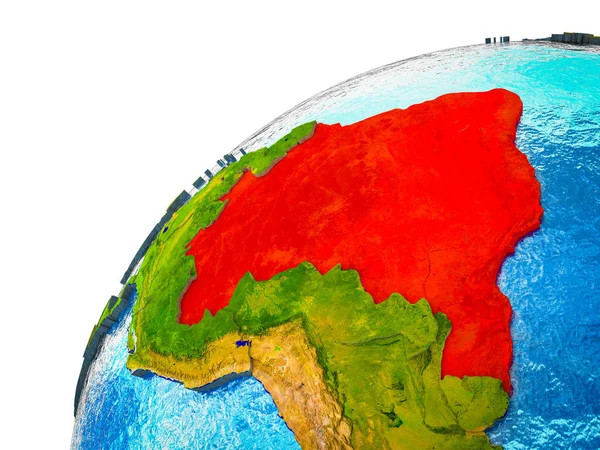 Brazylia Modelu Ziemi Granic Kraju Widoczne Ilustracja — Zdjęcie stockowe