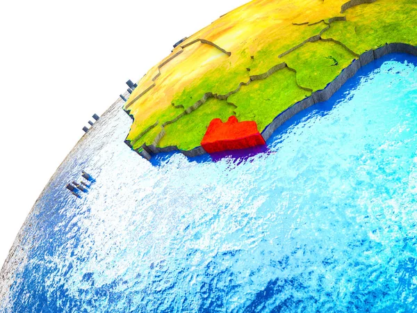 Ліберія Моделі Землі Видимими Кордони Ілюстрація — стокове фото
