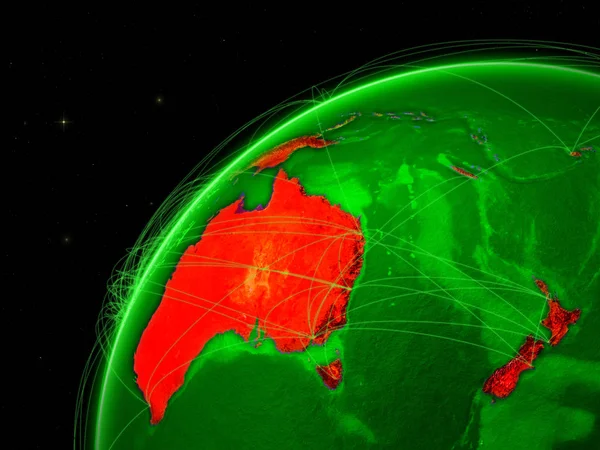 オーストラリアでは 緑の地球ネットワークの大陸間の接続を表します イラスト Nasa から提供されたこのイメージの要素 — ストック写真