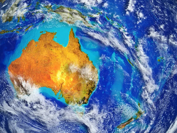 Australien Auf Einem Realistischen Modell Des Planeten Erde Mit Ländergrenzen — Stockfoto