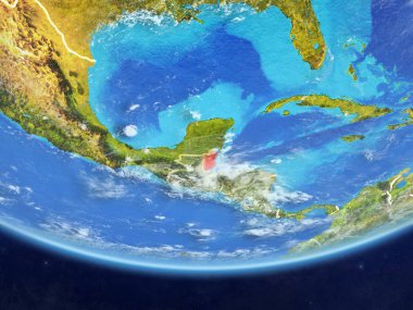 Belize gerçekçi bir model ülke sınırları ve çok detaylı gezegenin yüzey ve bulutlar Dünya gezegeni üzerinde. 3D çizim. Nasa tarafından döşenmiş bu görüntü unsurları.