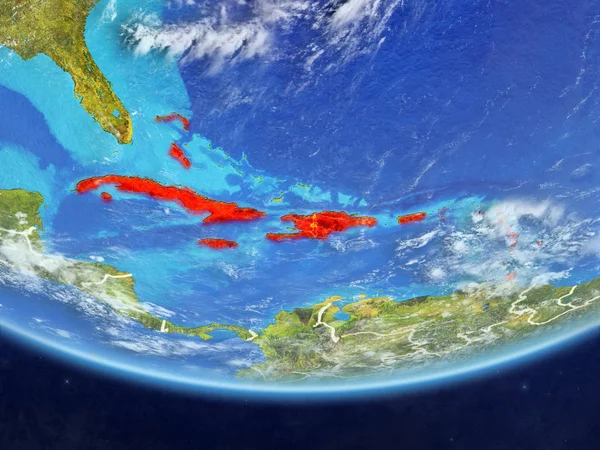 Карибського Басейну Реалістична Модель Планети Земля Кордони Дуже Докладний Планети — стокове фото