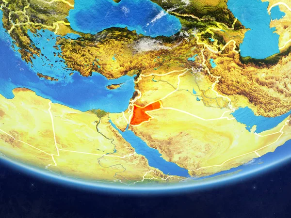 Jordânia Modelo Realista Planeta Terra Com Fronteiras País Superfície Planeta — Fotografia de Stock