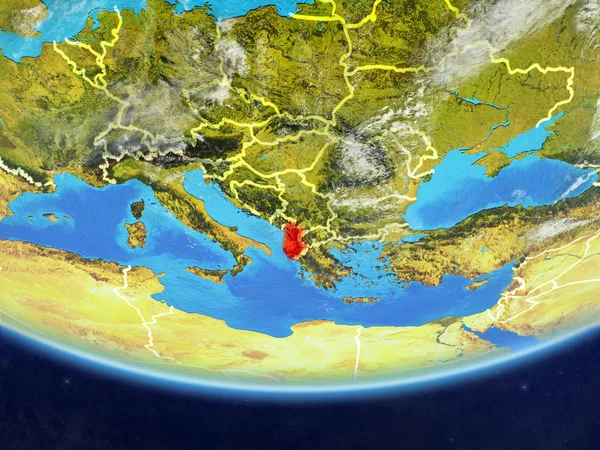 Албанія Реалістична Модель Планети Земля Кордони Дуже Докладний Планети Поверхні — стокове фото