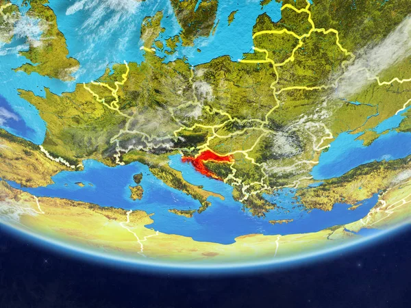 Chorvatsko Realistický Model Planety Země Hranice Země Povrchu Velmi Podrobné — Stock fotografie