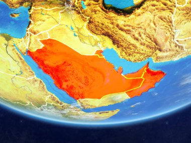 Ccasg ülke ülke sınırları ve çok detaylı gezegenin yüzey ve bulutlar Dünya gezegeninin gerçekçi model üzerinde. 3D çizim. Nasa tarafından döşenmiş bu görüntü unsurları.