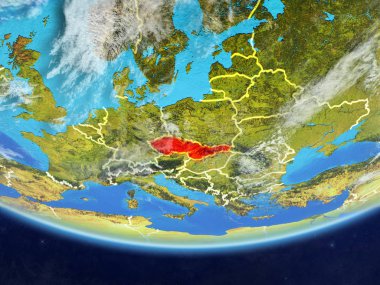 Eski Çekoslovakya gerçekçi bir model ülke sınırları ve çok detaylı gezegenin yüzey ve bulutlar Dünya gezegeni üzerinde. 3D çizim. Nasa tarafından döşenmiş bu görüntü unsurları.
