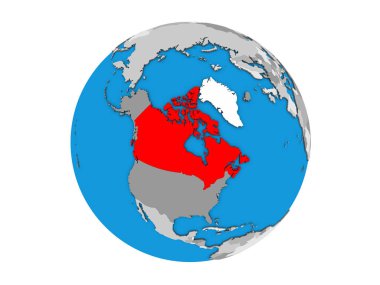Kanada mavi siyasi 3d dünya üzerinde. 3d illüstrasyon izole beyaz arka plan üzerinde.