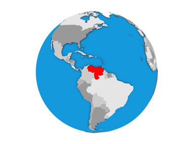 Venezuela mavi siyasi 3d dünya üzerinde. 3d illüstrasyon izole beyaz arka plan üzerinde.