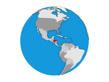 Honduras mavi siyasi 3d dünya üzerinde. 3d illüstrasyon izole beyaz arka plan üzerinde.