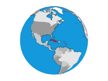 Küba mavi siyasi 3d dünya üzerinde. 3d illüstrasyon izole beyaz arka plan üzerinde.